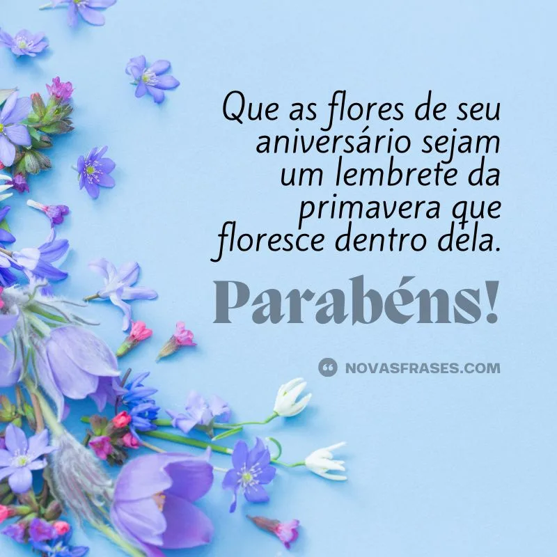 mensagem de feliz aniversário com flores